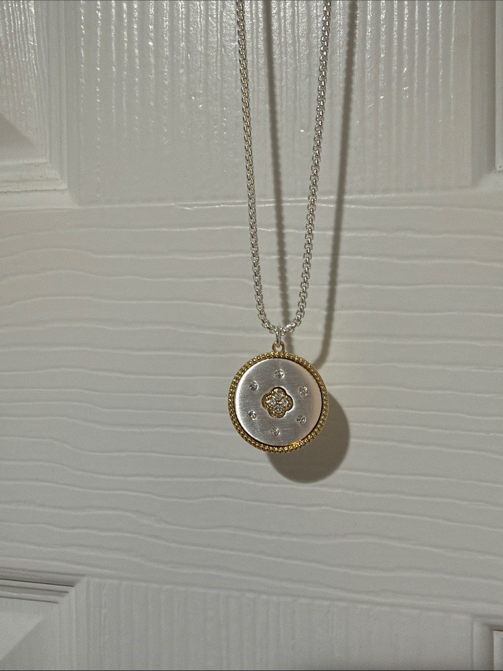 Park Lane Jewelry "Satin" Necklace Two-Tone Medallion Pendant NWT